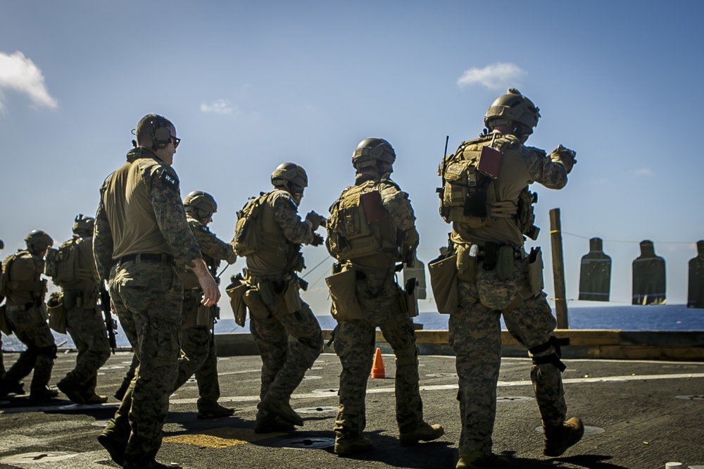 Blazing Guns: MRF Conducts Combat Marksmanship Training aboard Oak Hill