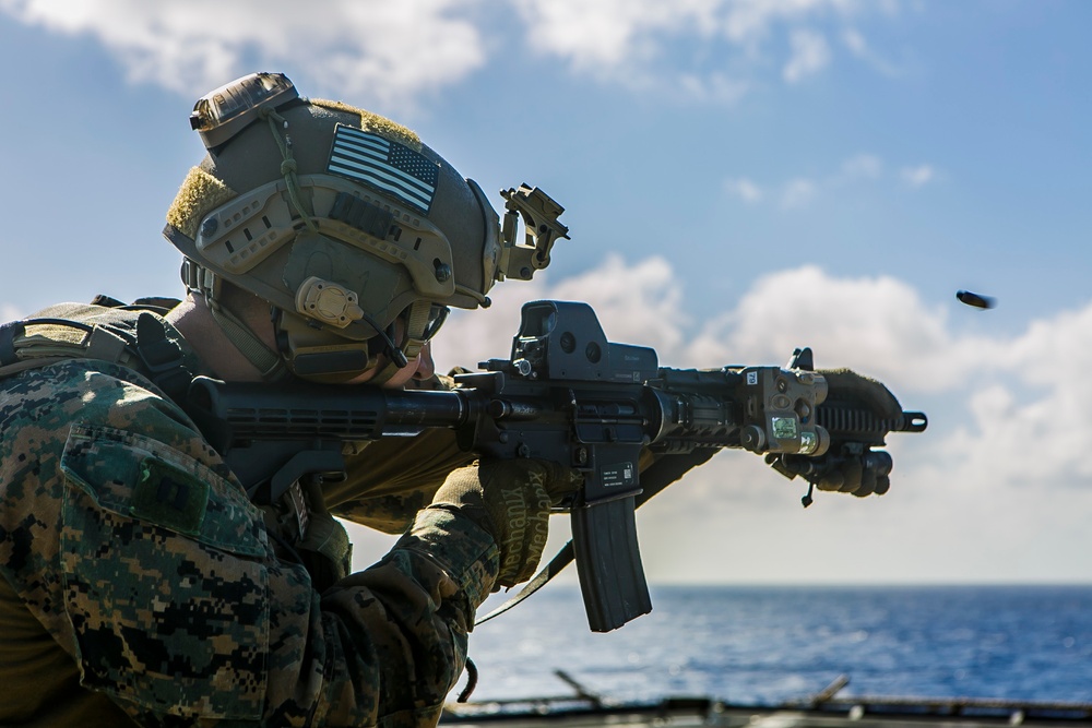 Blazing Guns: MRF Conducts Combat Marksmanship Training aboard Oak Hill