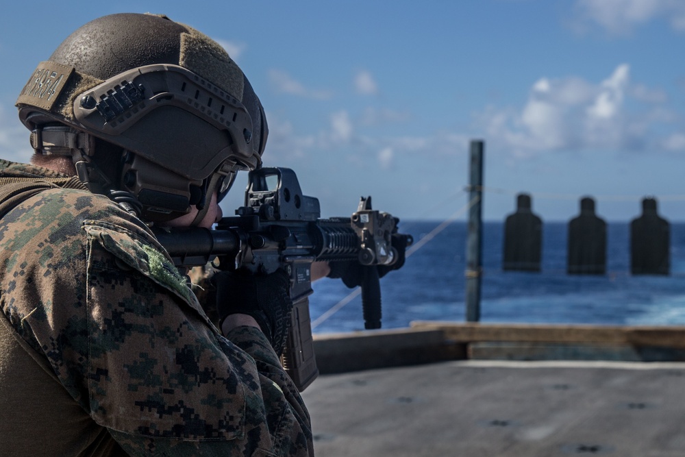 Blazing Guns: MRF Conducts Combat Marksmenship Training abaord Oak Hill