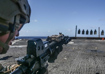 Blazing Guns: MRF Conducts Combat Marksmenship Training abaord Oak Hill