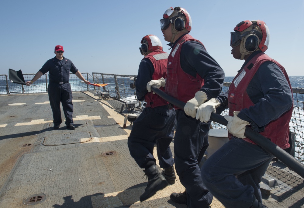 USS Sampson Conducts Aircraft Fire Fighting Drill