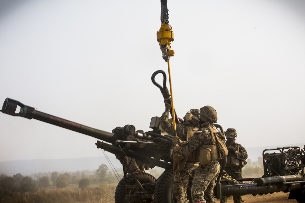 Cobra Gold 18: U.S. Marines support U.S. Army Artillery Raid during CG18