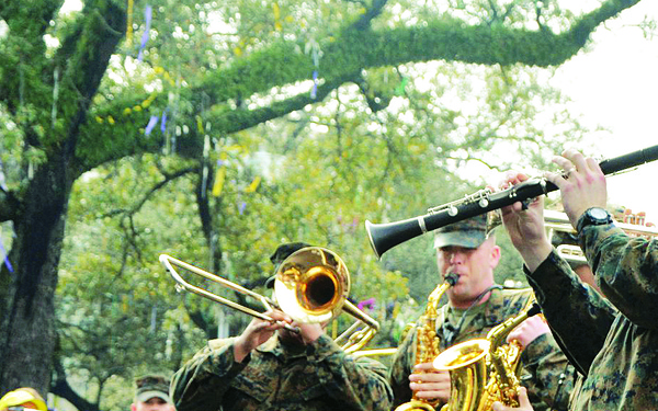 Quantico Marine Corps Band strikes up some jazzy tunes at Mardi Gras