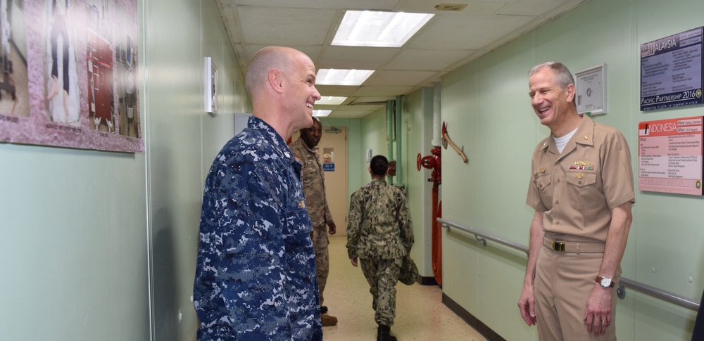 commander, Navy Medicine West, Visits the USNS Mercy (T-AH 19)