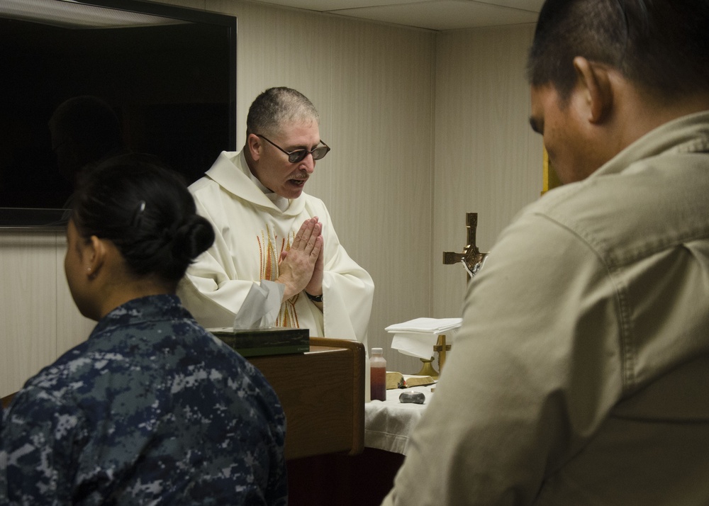 Naval Base Guam Chaplain Vists Frank Cable