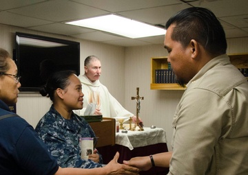 Naval Base Guam Chaplain Vists Frank Cable