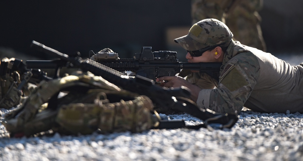 83rd ERQS pararescuemen Conduct Weapons training in Afghanistan