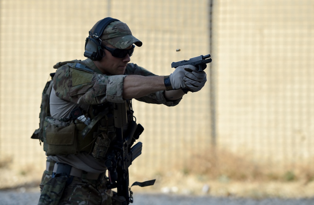 83rd ERQS pararescuemen Conduct Weapons training in Afghanistan