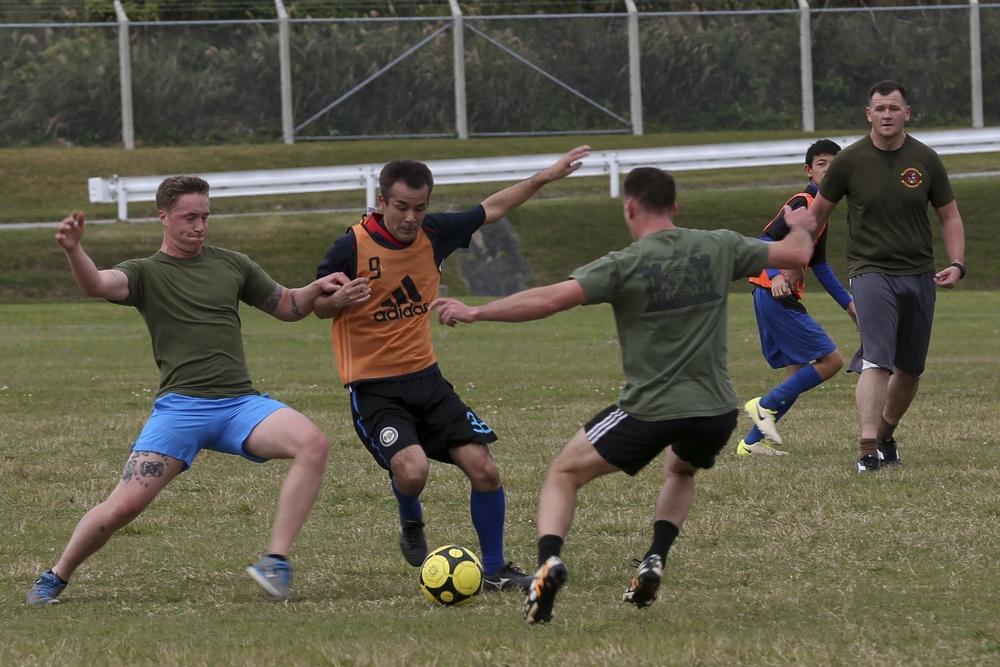 31st MEU Marines and Sailors play soccer with local Okinawans