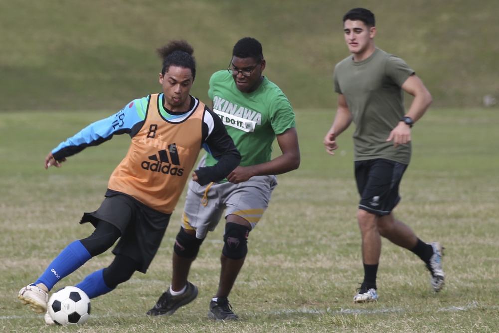 31st MEU Marines and Sailors play soccer with local Okinawans
