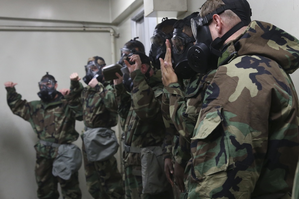 31st MEU Marines participate in annual gas chamber training