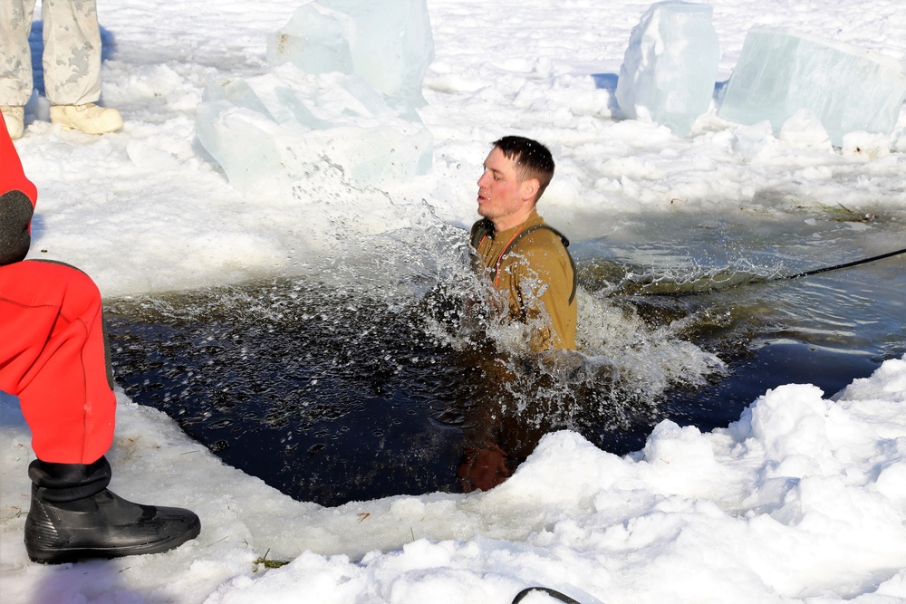 Cold-Weather Operations Course Class 18-04 students complete cold-water immersion training at Fort McCoy