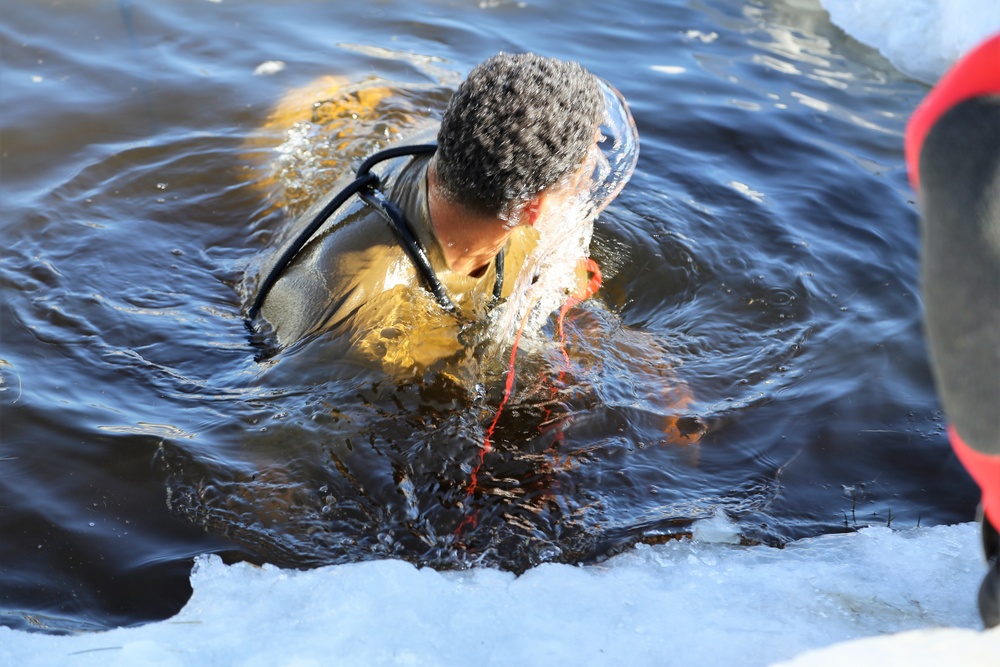 Cold-Weather Operations Course Class 18-04 students complete cold-water immersion training at Fort McCoy