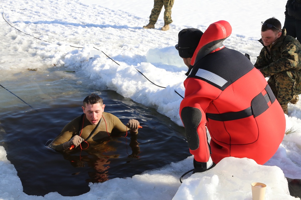 Cold-Weather Operations Course Class 18-04 students complete cold-water immersion training at Fort McCoy