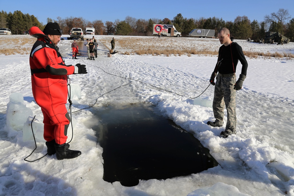 Cold-Weather Operations Course Class 18-04 students complete cold-water immersion training at Fort McCoy