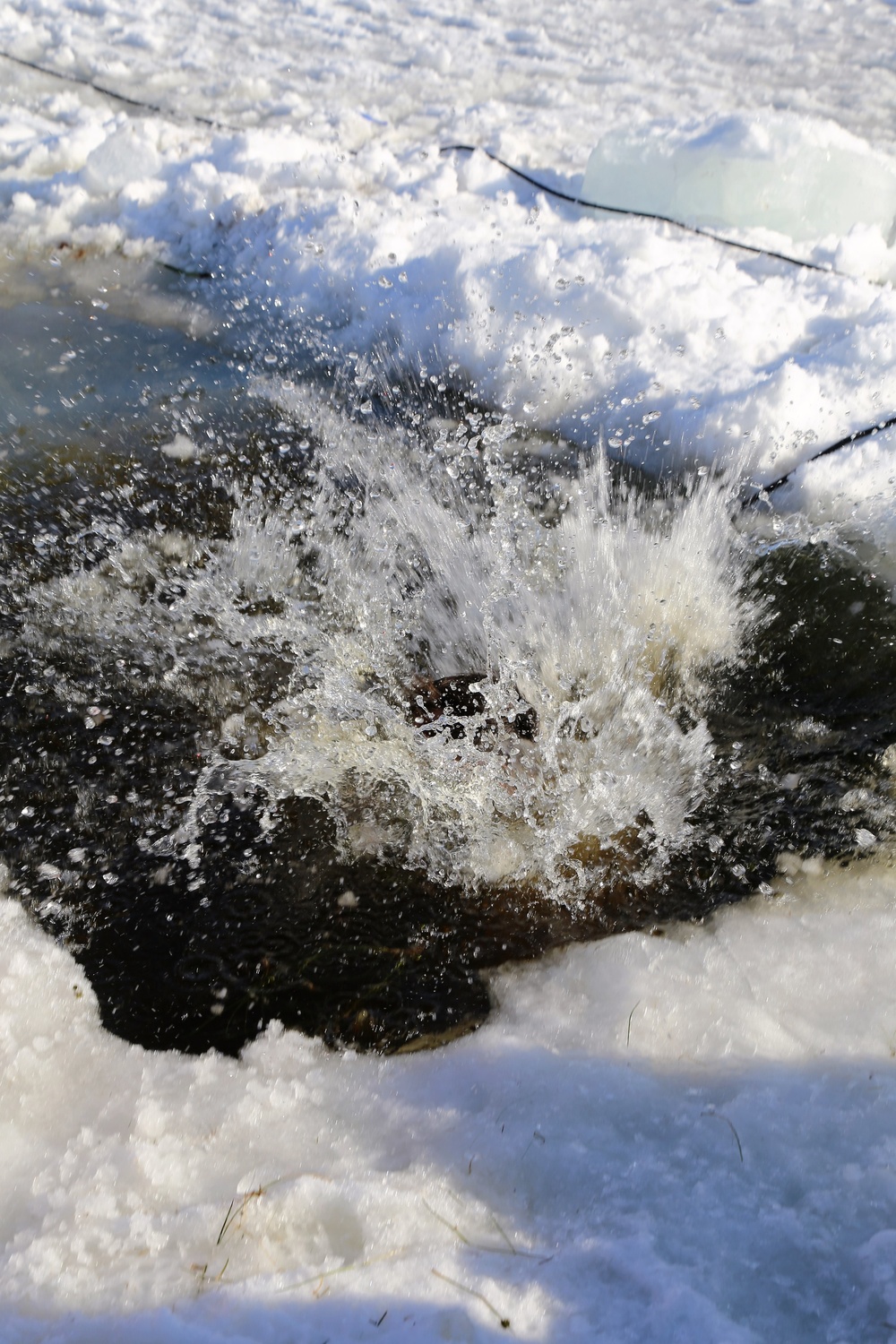 Cold-Weather Operations Course Class 18-04 students complete cold-water immersion training at Fort McCoy