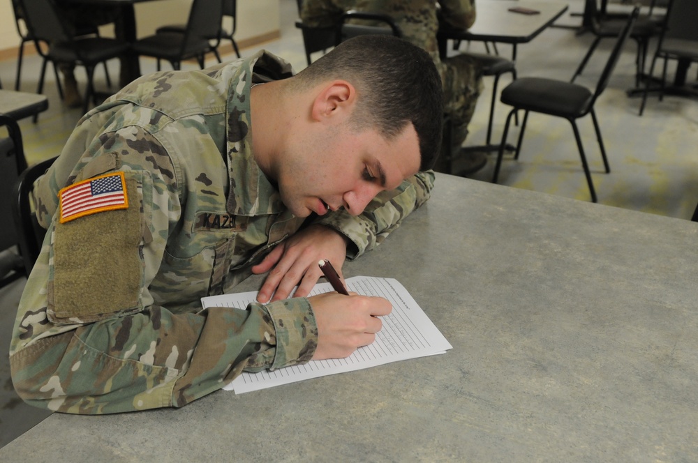 Soldier Takes Best Warrior Competition Exam