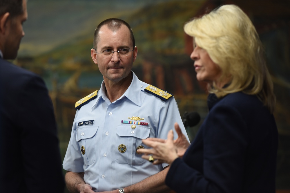 U.S. Coast Guard transfers patrol boats to Costa Rican Coast Guard during ceremony in Baltimore