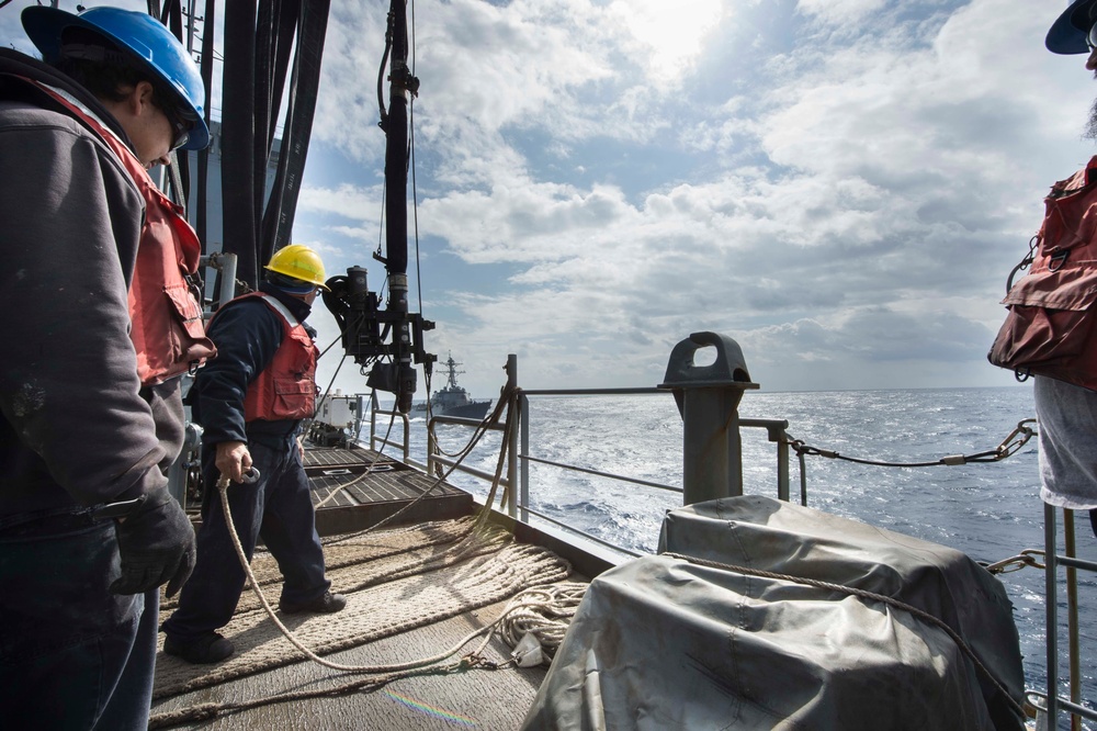 USNS Wally Schirra Conducts UNREP with USS Dewey