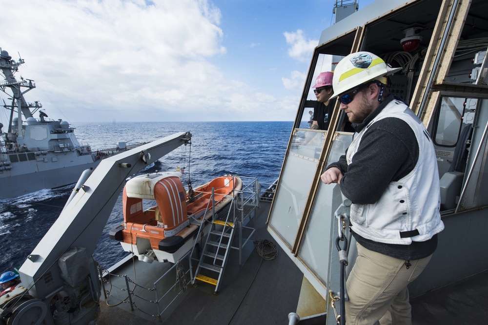 USNS Wally Schirra Conducts UNREP with USS Dewey