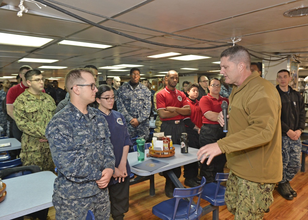 Captain Ray Bichard visits USS Blue Ridge.