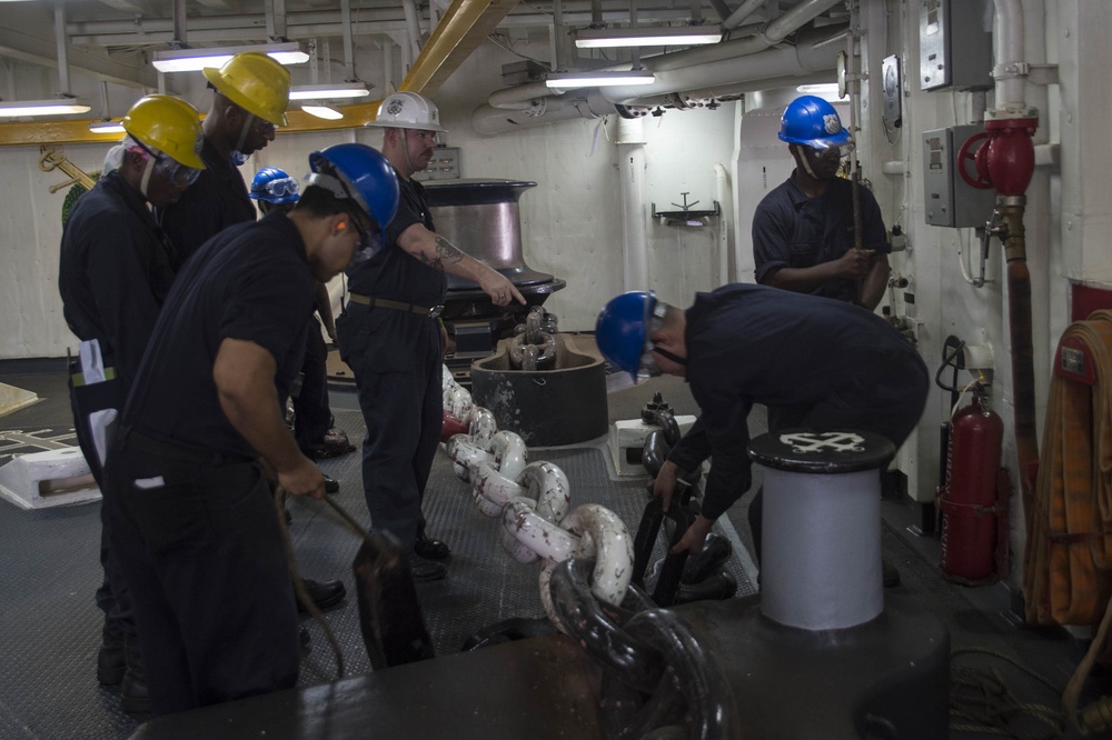 USS Bonhomme Richard (LHD 6) Drops Anchor