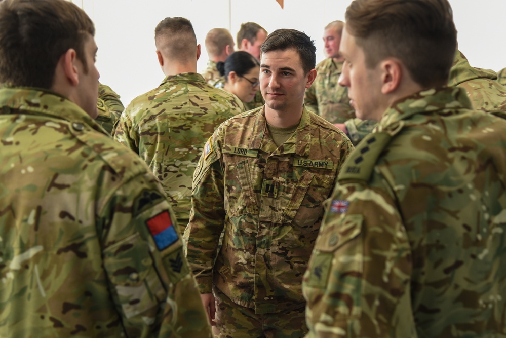 U.S. and British paratroopers train together at Grafenwoehr, Germany