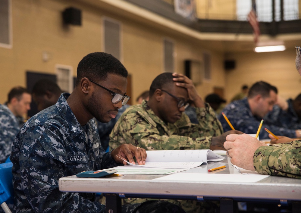 Sailors Take March 2018 E-6 Advancement Exam