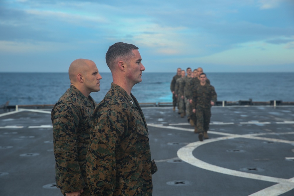 Fox Company Promotes Marines at Sea