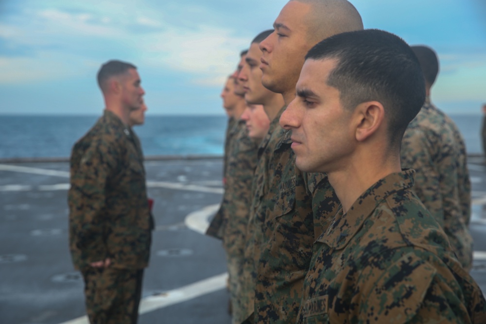 Fox Company Promotes Marines at Sea