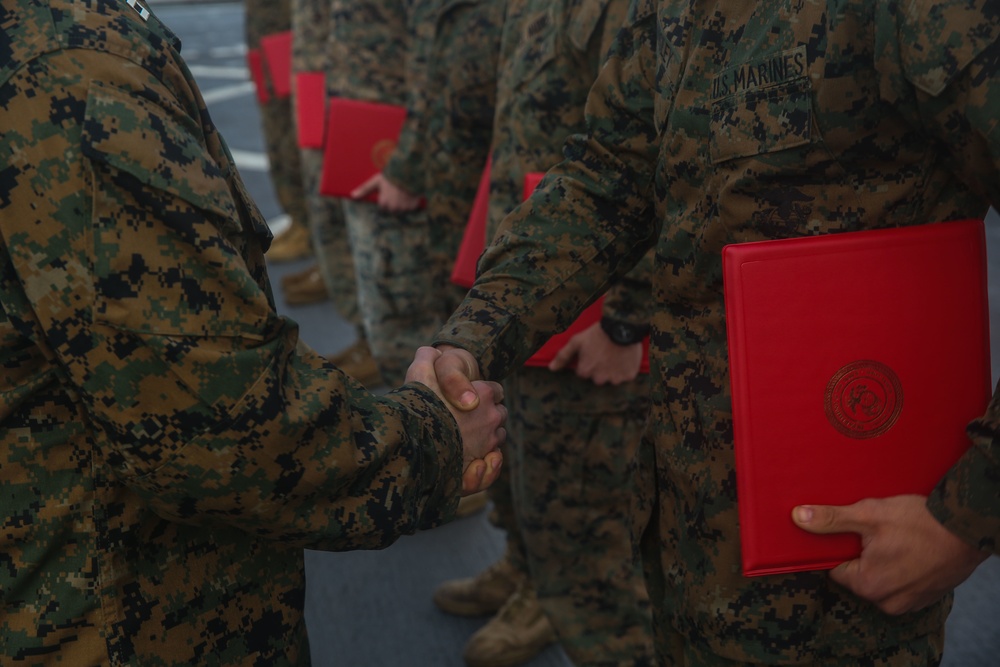 Fox Company Promotes Marines at Sea