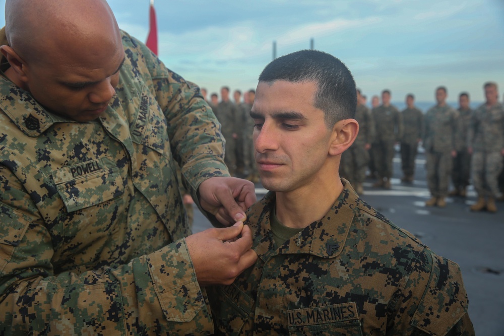 Fox Company Promotes Marines at Sea