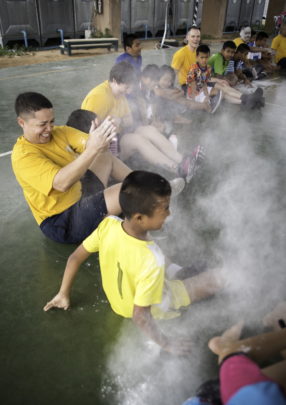 USS Bonhomme Richard (LHD 6) Sailors visit the Child Protection and Development Center as part of COMREL