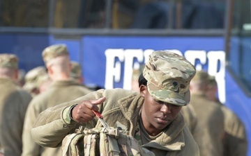 S.C. Army National Guard Air Defense Artillery Brigade Troops, arrive at Bismarck Kaserne in Ansbach, Bavaria, Germany