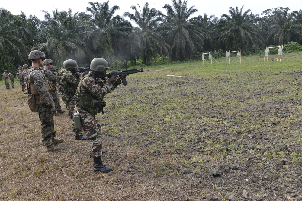 U.S. Marines train with Cameroon Marines