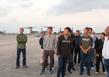 MCAS Futenma hosts Yokohama DeNA BayStars baseball team tour of an MV-22B Osprey