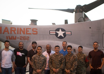 MCAS Futenma hosts Yokohama DeNA BayStars baseball team tour of an MV-22B Osprey