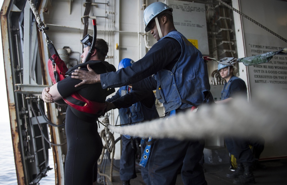 USS Green Bay (LPD 20) Man Overboard Drills