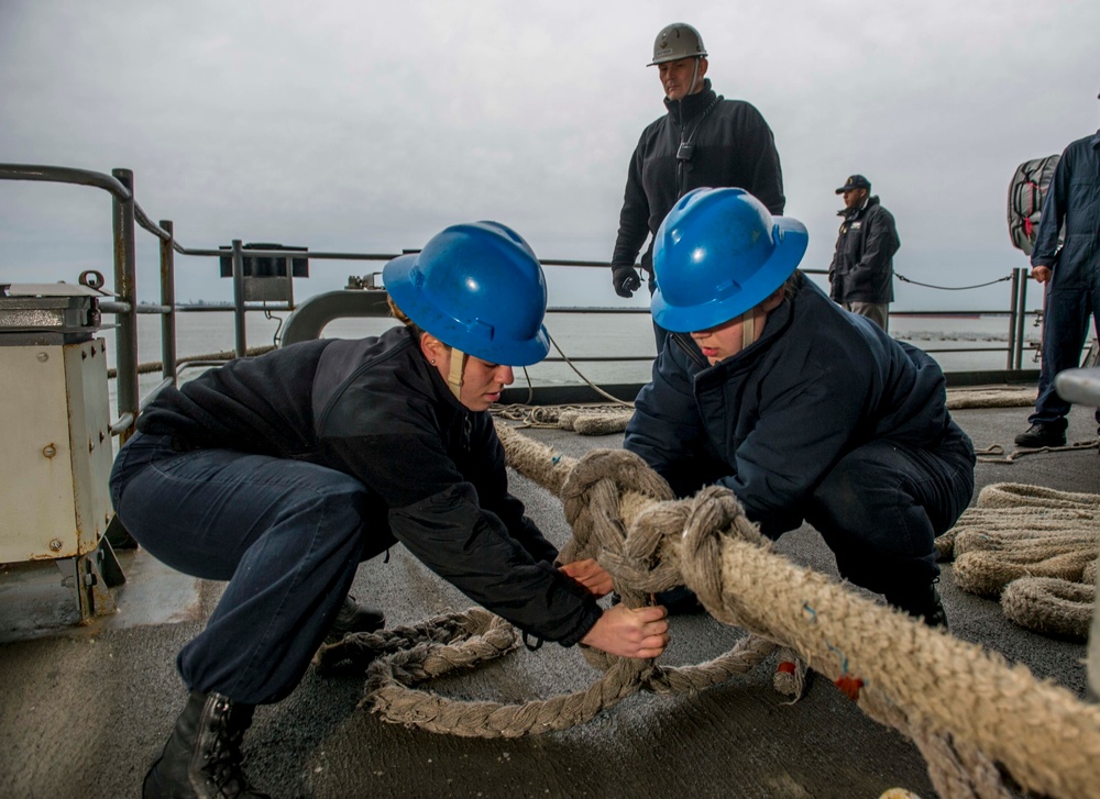 GHWB is the flagship of Carrier Strike Group (CSG) 2, which is comprised of the staff of CSG-2; GHWB; the nine squadrons and staff of Carrier Air Wing (CVW) 8; Destroyer Squadron (DESRON) 22 staff and guided-missile destroyers USS Laboon (DDG 58) and USS