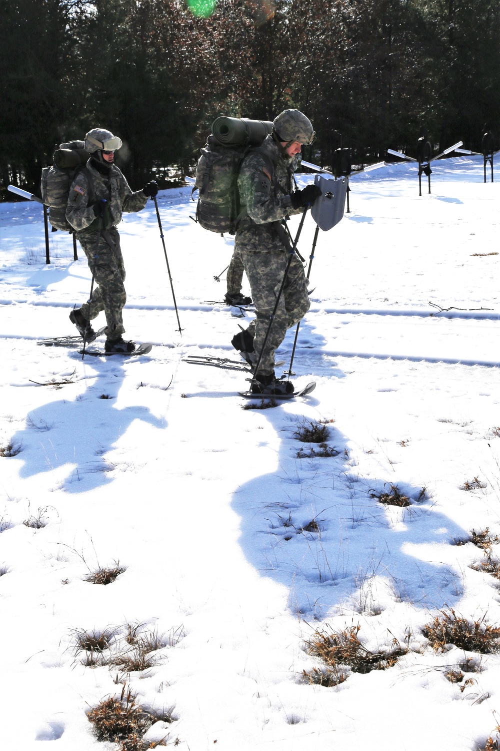 Cold-Weather Operations Course Class 18-05 students practice snowshoeing at Fort McCoy