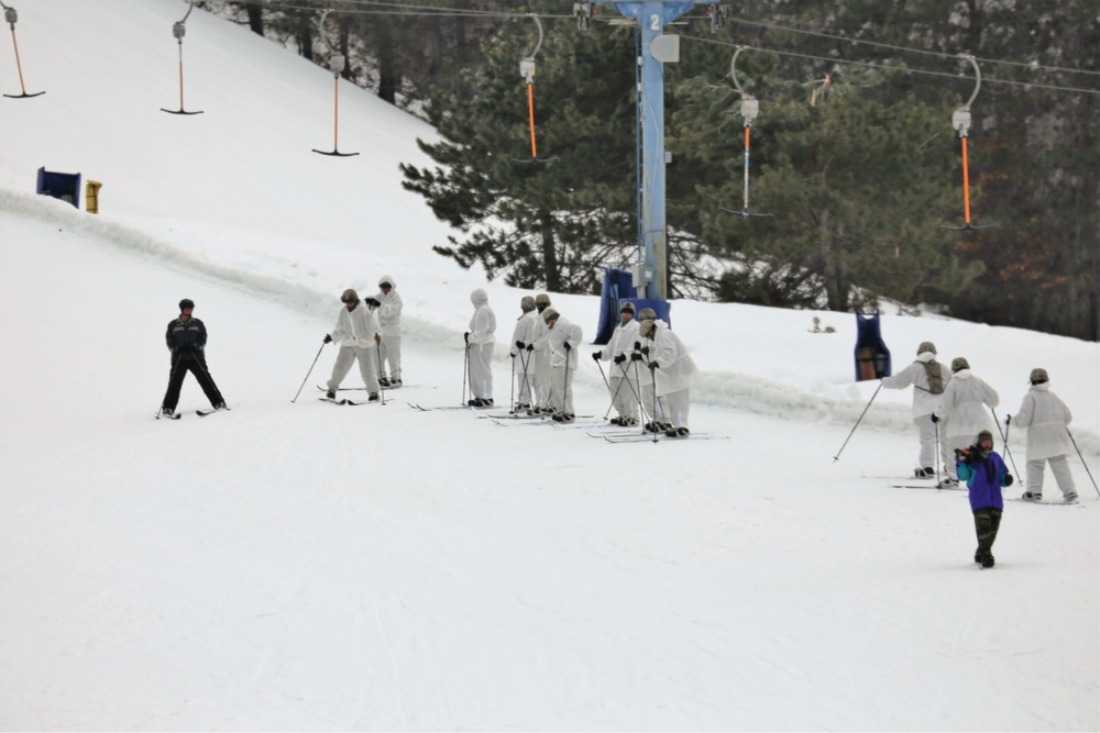 Cold-Weather Operations Course Class 18-05 students practice skiing at Fort McCoy