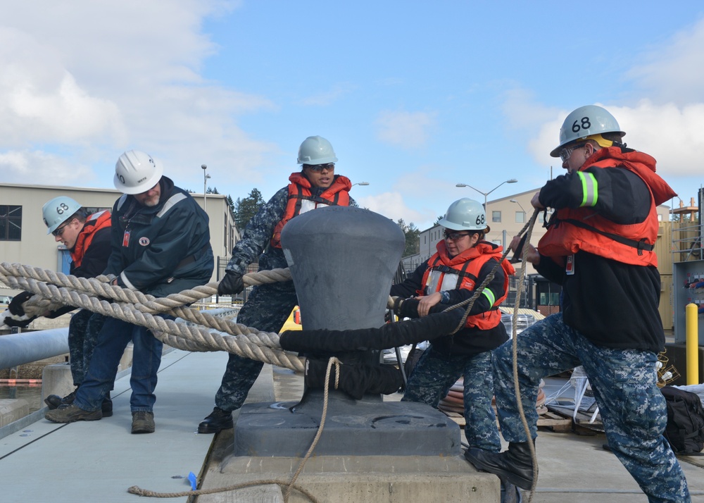 USS Nimitz Moves Into Dry Dock