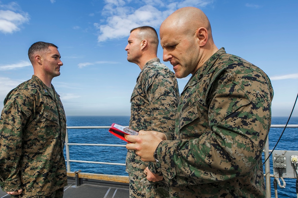 Fox Company's Commanding Officer Promoted at Sea