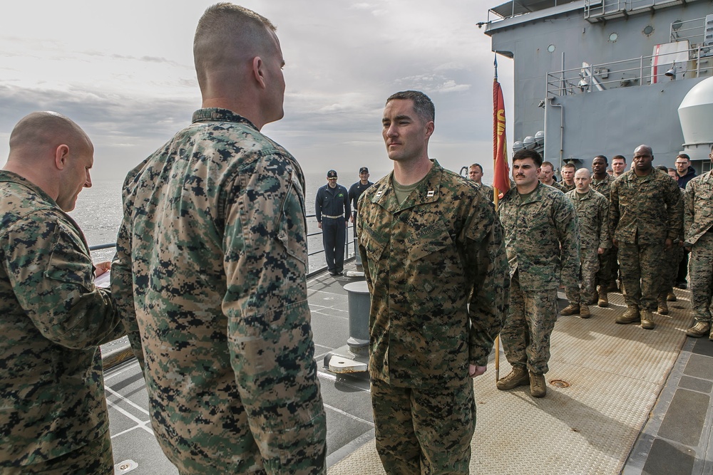 Fox Company's Commanding Officer Promoted at Sea