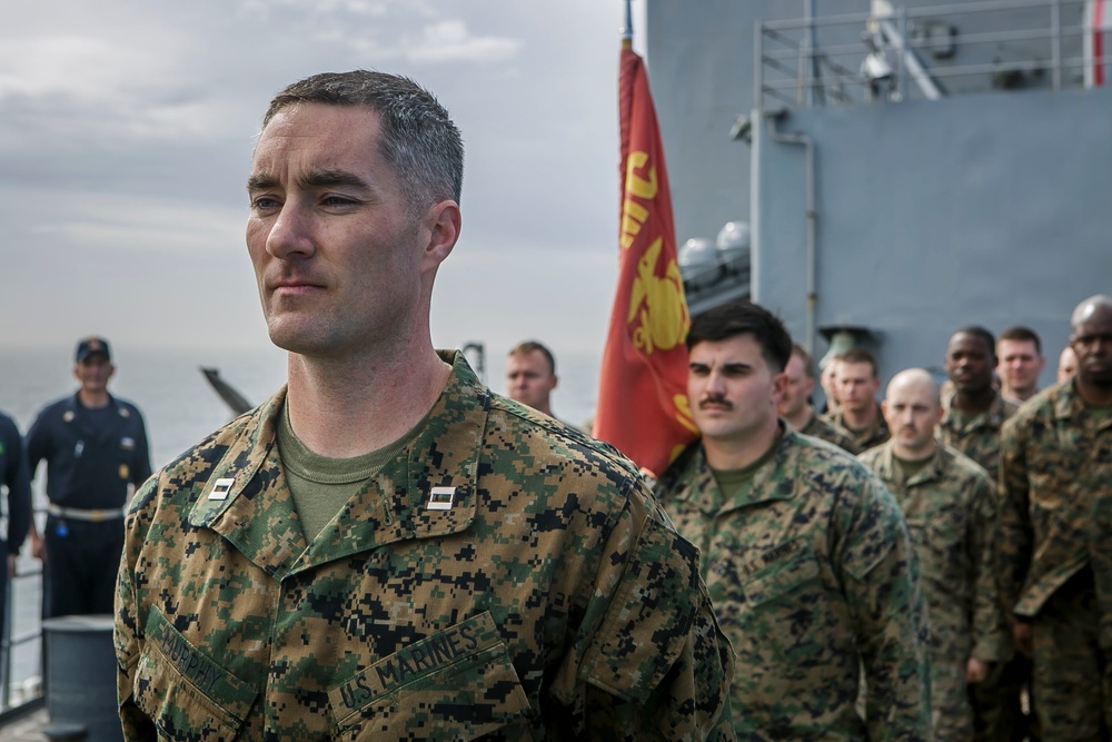 Fox Company's Commanding Officer Promoted at Sea