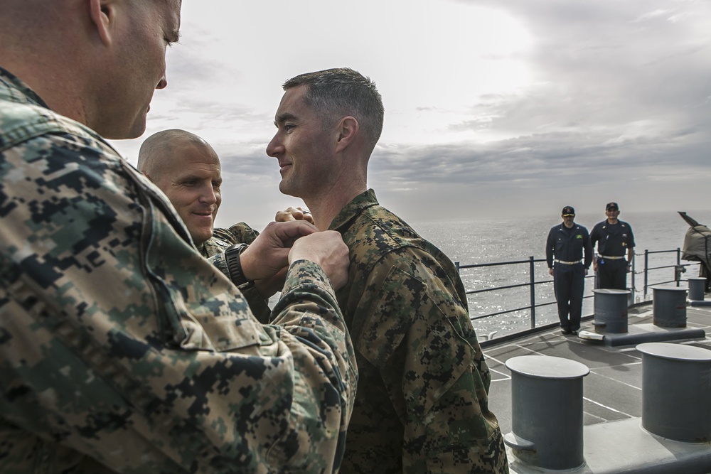 Fox Company's Commanding Officer Promoted at Sea