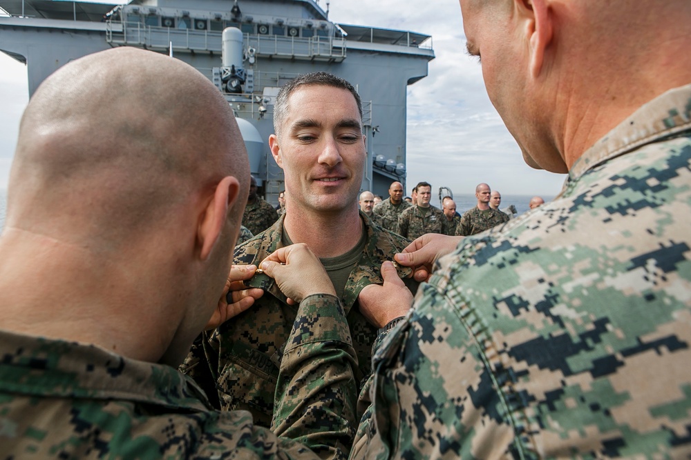 Fox Company's Commanding Officer Promoted at Sea