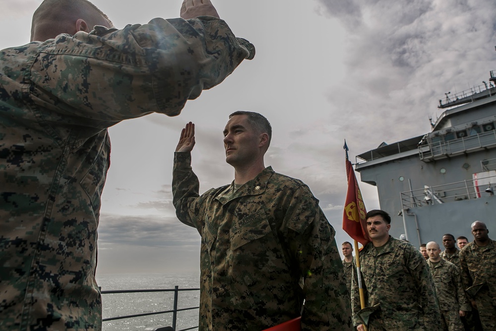 Fox Company's Commanding Officer Promoted at Sea