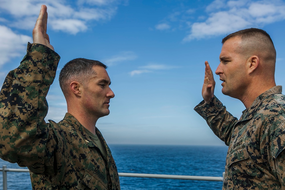 Fox Company's Commanding Officer Promoted at Sea