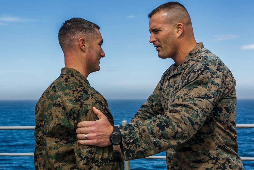 Fox Company's Commanding Officer Promoted at Sea